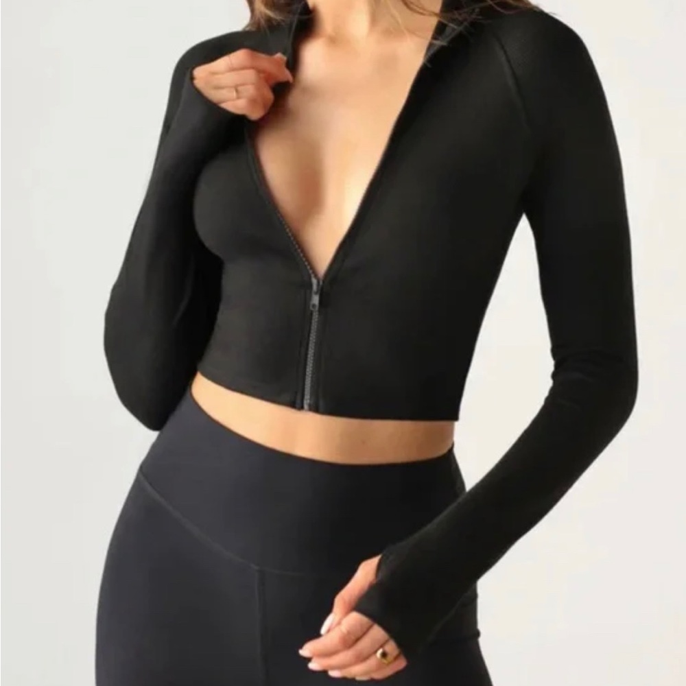 Joah brown zip long sleeve sz s/m in black